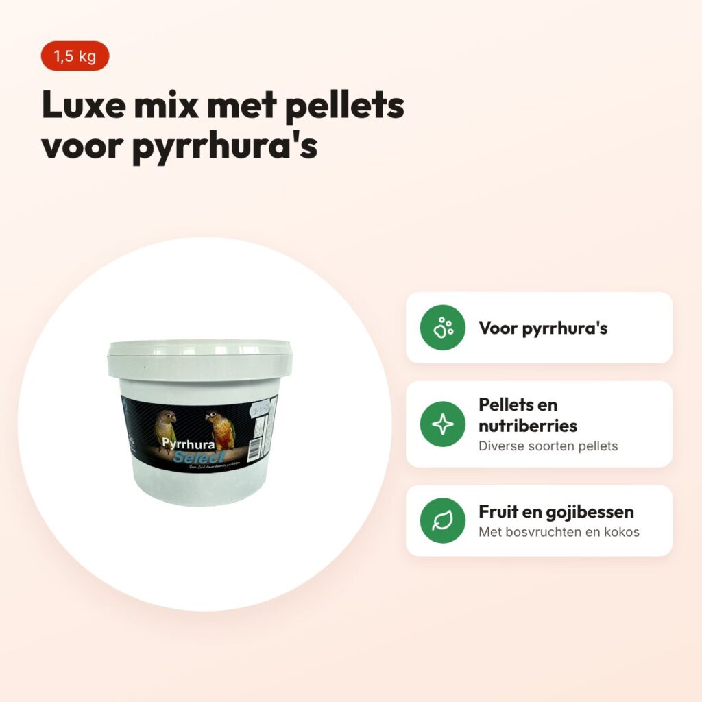 Hareco Pyrrhura Select vogelvoer met pellets 1,5 kg – voordelen