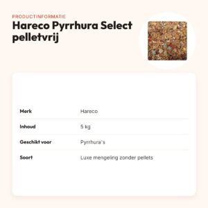Hareco Pyrrhura Select vogelvoer zonder pellets 5 kg – luxe mengeling – productinformatie