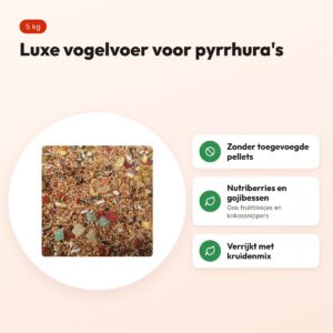 Hareco Pyrrhura Select vogelvoer zonder pellets 5 kg – luxe mengeling – voordelen