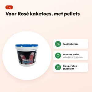 Hareco Rose Select vogelvoer met pellets 3 kg – voor Rosé kaketoes – voordelen
