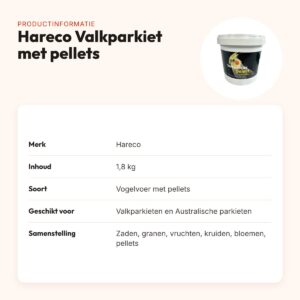 Hareco Valkparkiet vogelvoer met pellets 1,8 kg – productinformatie