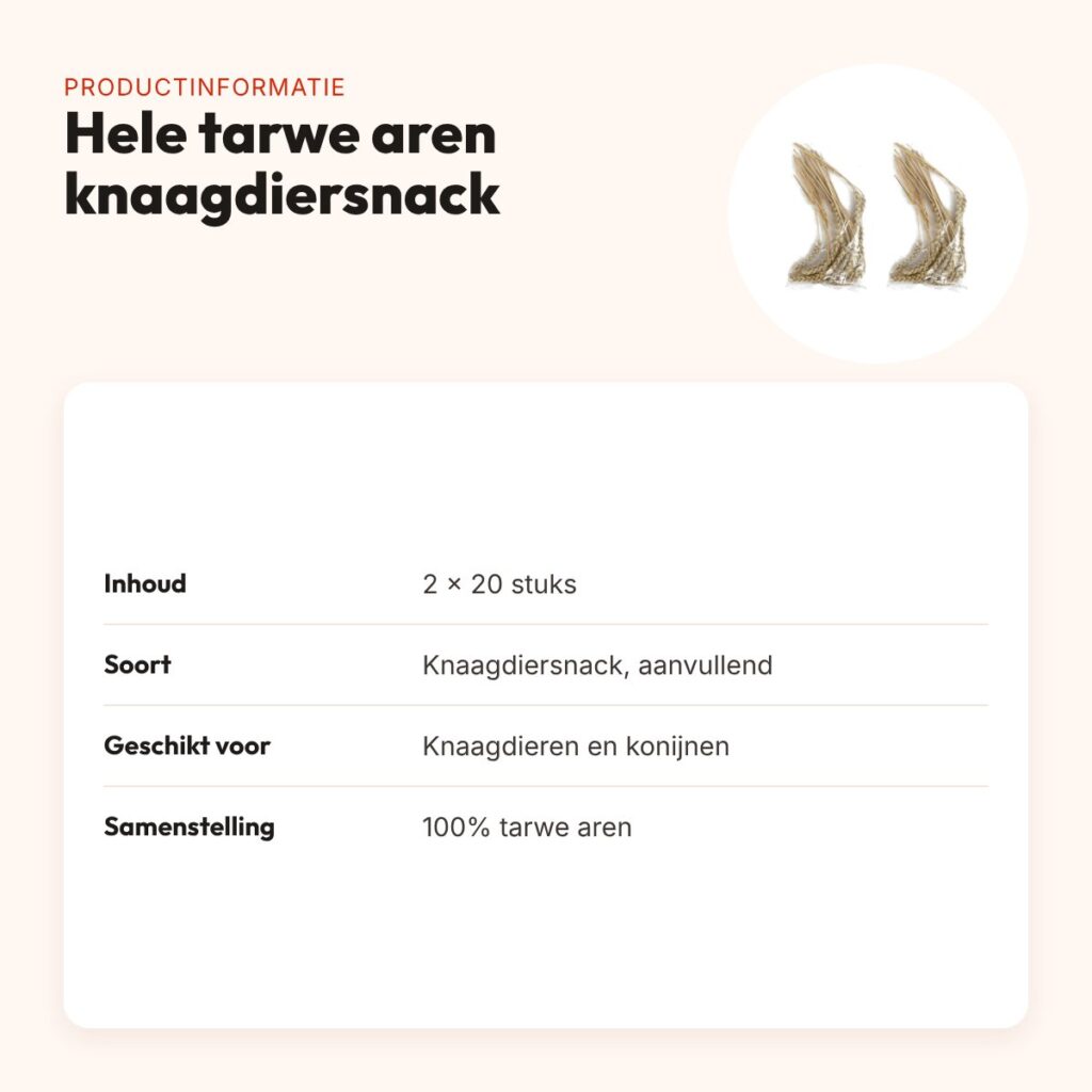 Hele tarwe aren knaagdiersnack 20 stuks – multipack 2 stuks – productinformatie