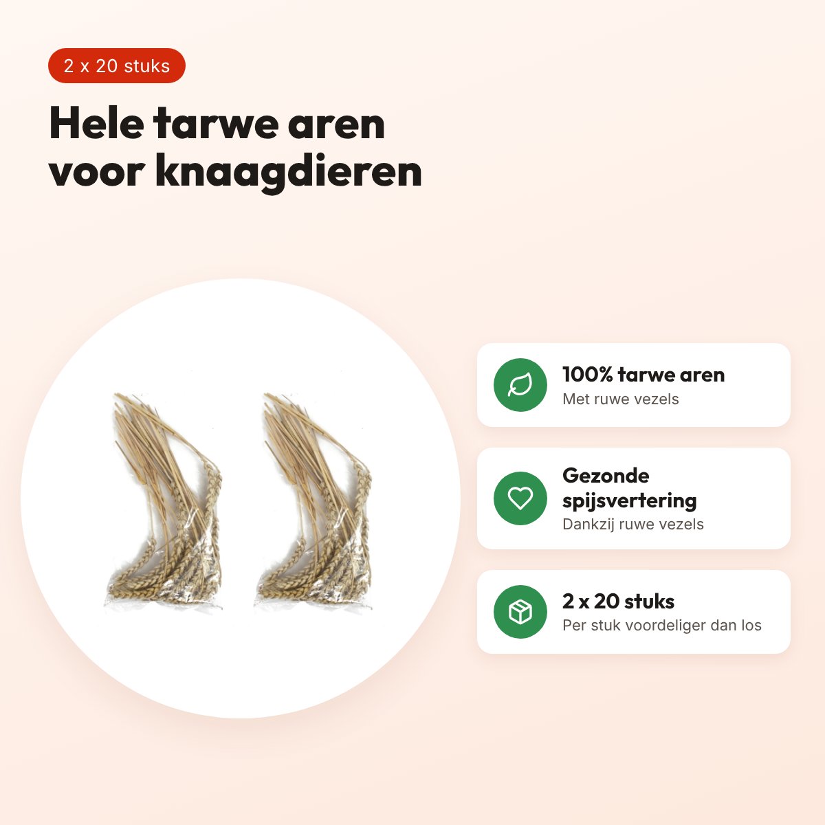 Hele tarwe aren knaagdiersnack 20 stuks – multipack 2 stuks – voordelen