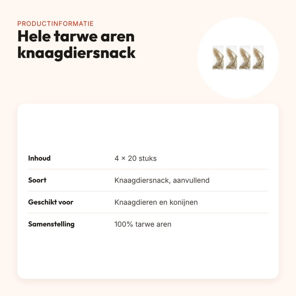 Hele tarwe aren knaagdiersnack – multipack 4 x 20 stuks – productinformatie