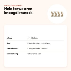 Hele tarwe aren knaagdiersnack – multipack 4 x 20 stuks – productinformatie