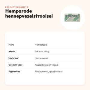 Hemparade hennepvezelstrooisel 14 kg – voor knaagdieren en vogels – productinformatie
