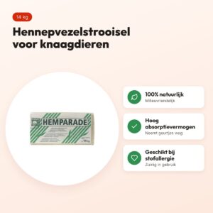 Hemparade hennepvezelstrooisel 14 kg – voor knaagdieren en vogels – voordelen