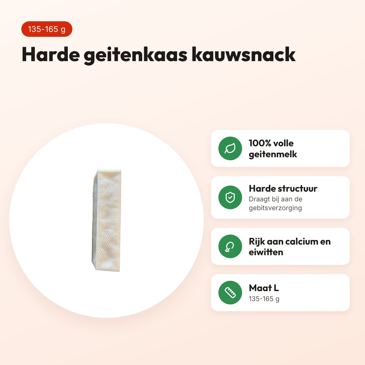 Henart geitenkaas Chew L 135-165 g – harde kauwsnack voor honden – voordelen