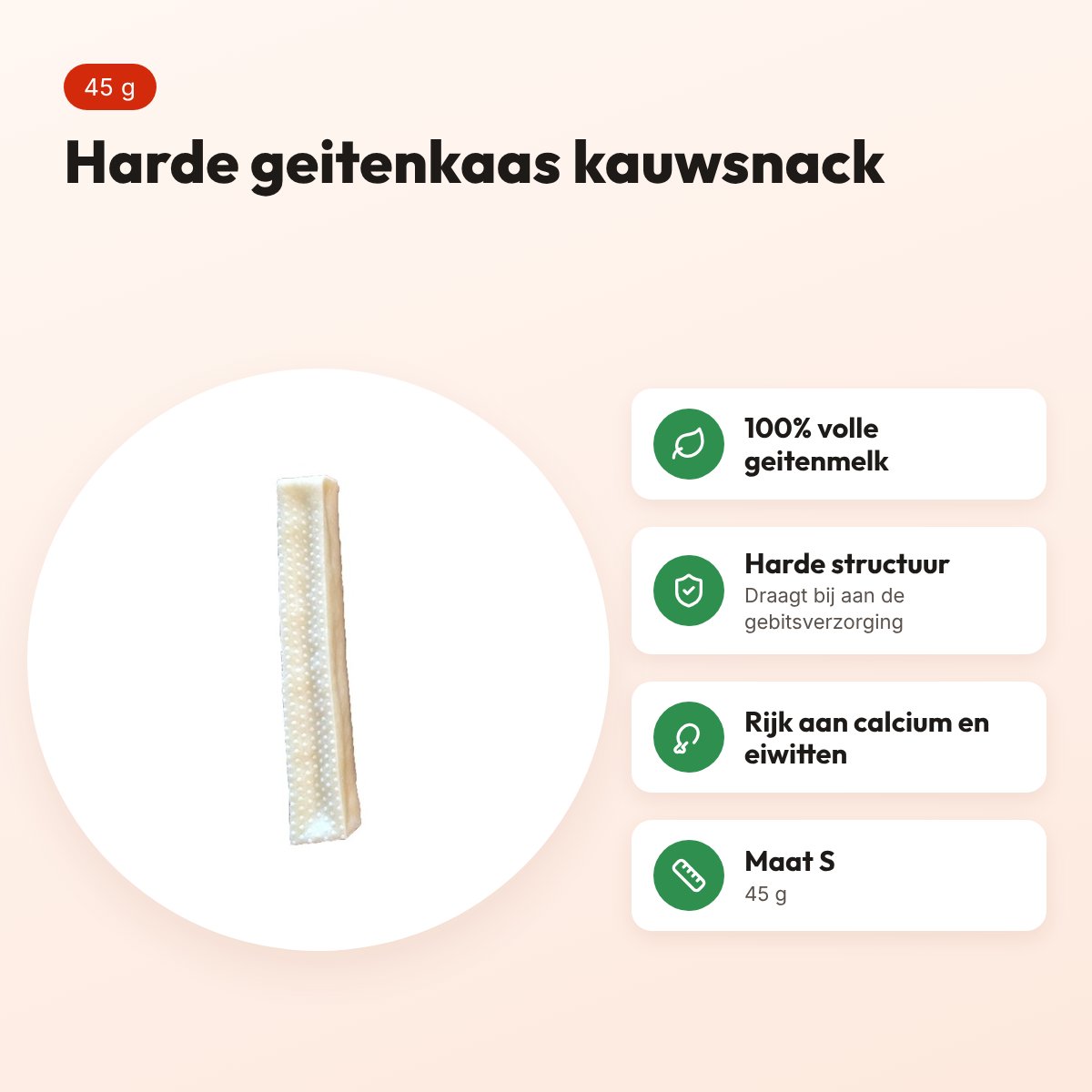 Henart geitenkaas Chew S 45 g – harde kauwsnack voor honden – voordelen