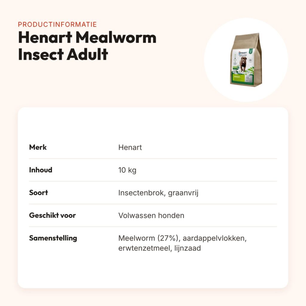 Henart hondenvoer Mealworm Insect Adult 10 kg – meelworm, graanvrij – productinformatie
