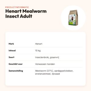Henart hondenvoer Mealworm Insect Adult 10 kg – meelworm, graanvrij – productinformatie