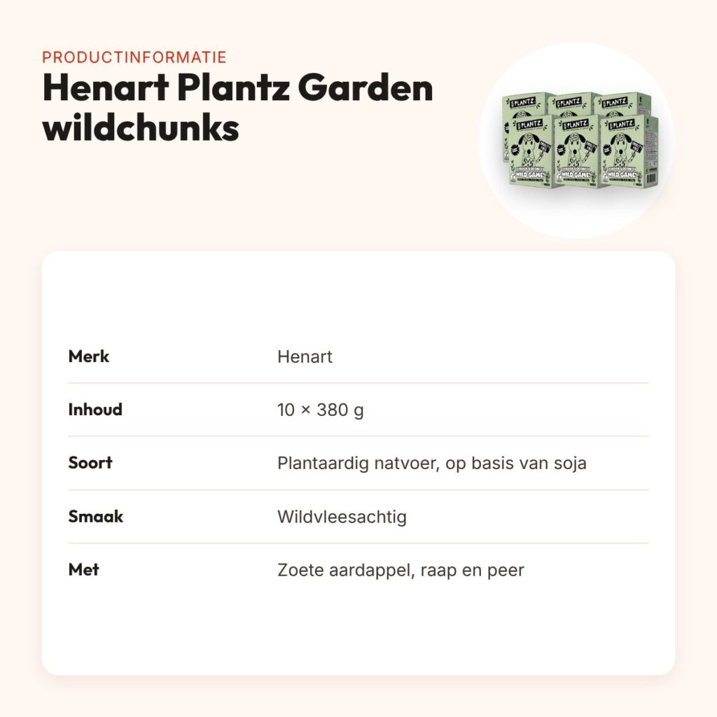 Henart Plantz Garden Goodness hondenvoer wildvleesachtige chunks 10 x 380 g – productinformatie