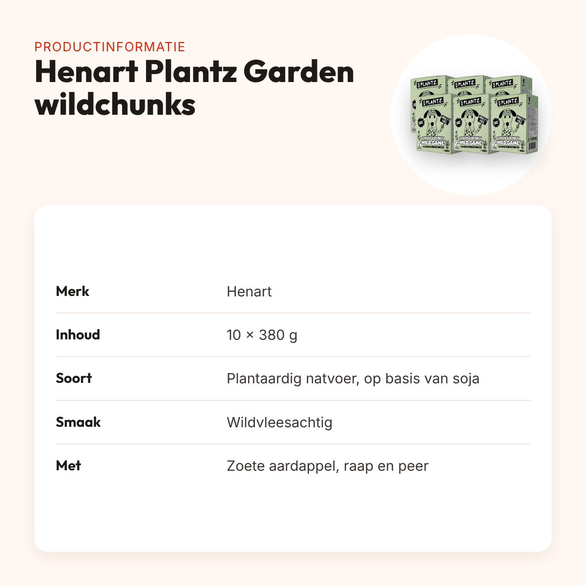 Henart Plantz Garden Goodness hondenvoer wildvleesachtige chunks 10 x 380 g – productinformatie