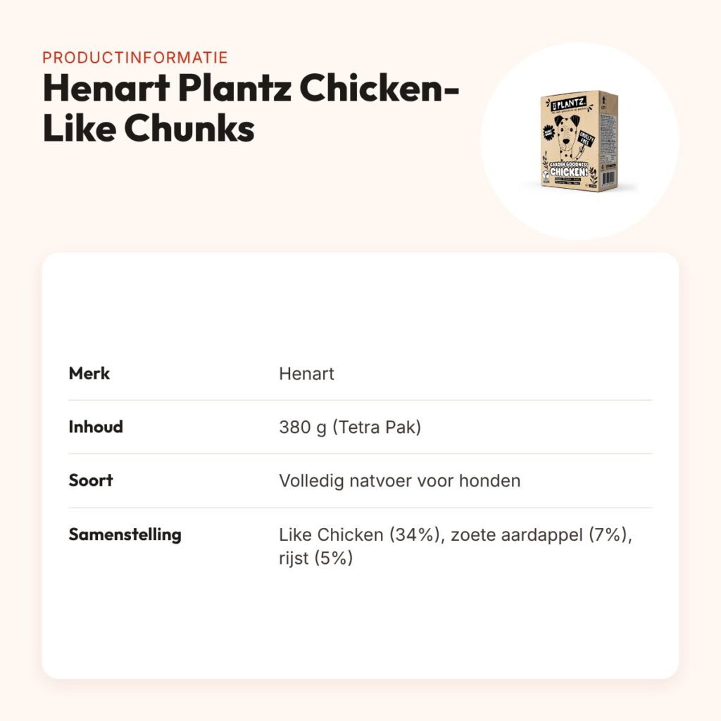 Henart Plantz hondenvoer Garden Goodness Chicken-Like Chunks 380 g – productinformatie