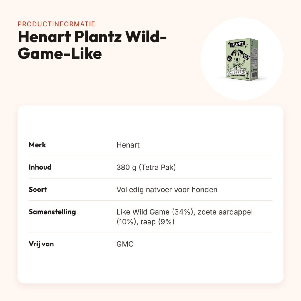 Henart Plantz hondenvoer Garden Goodness Wild-Game-Like Chunks 380 g – productinformatie