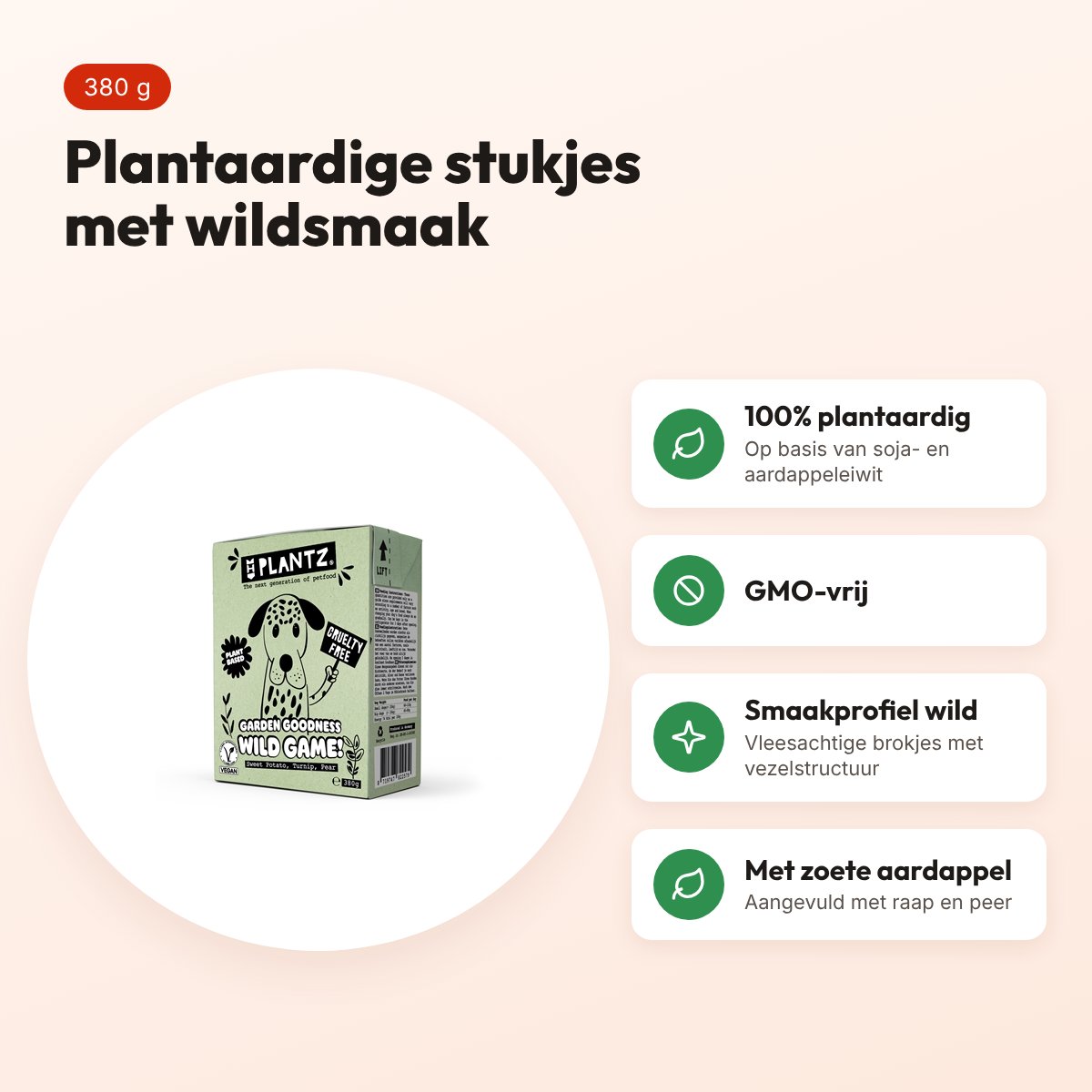 Henart Plantz hondenvoer Garden Goodness Wild-Game-Like Chunks 380 g – voordelen
