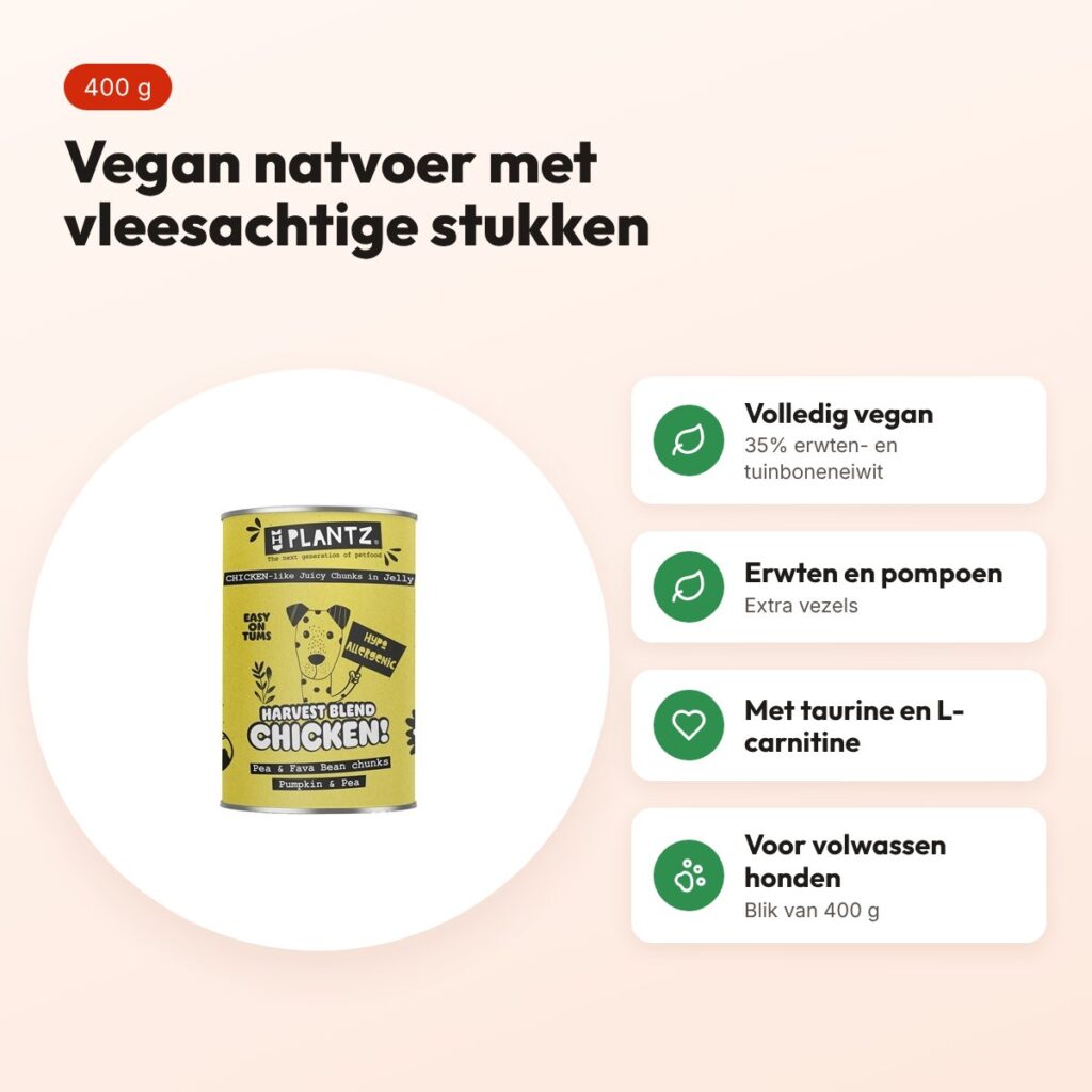 Henart Plantz Vegan hondenvoer vleesachtige kipstukken in jelly 400 g – voordelen