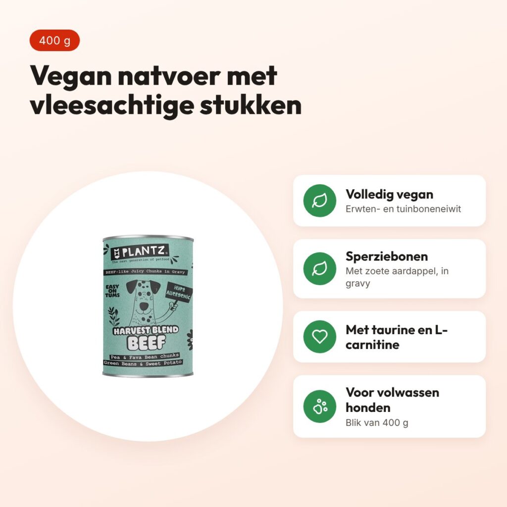 Henart Plantz Vegan hondenvoer vleesachtige rundstukken in gravy 400 g – voordelen