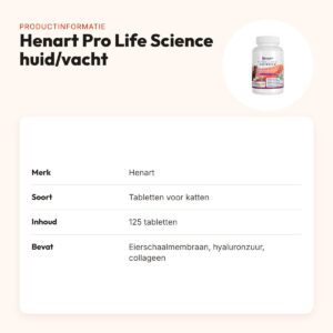 Henart Pro Life Science huid en vacht kat – 125 tabletten – productinformatie