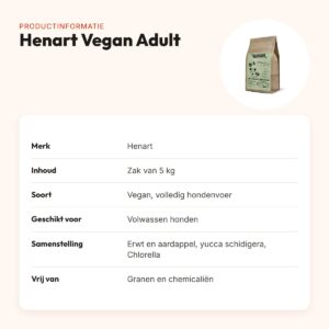 Henart Vegan hondenvoer Adult erwt en aardappel 5 kg – productinformatie