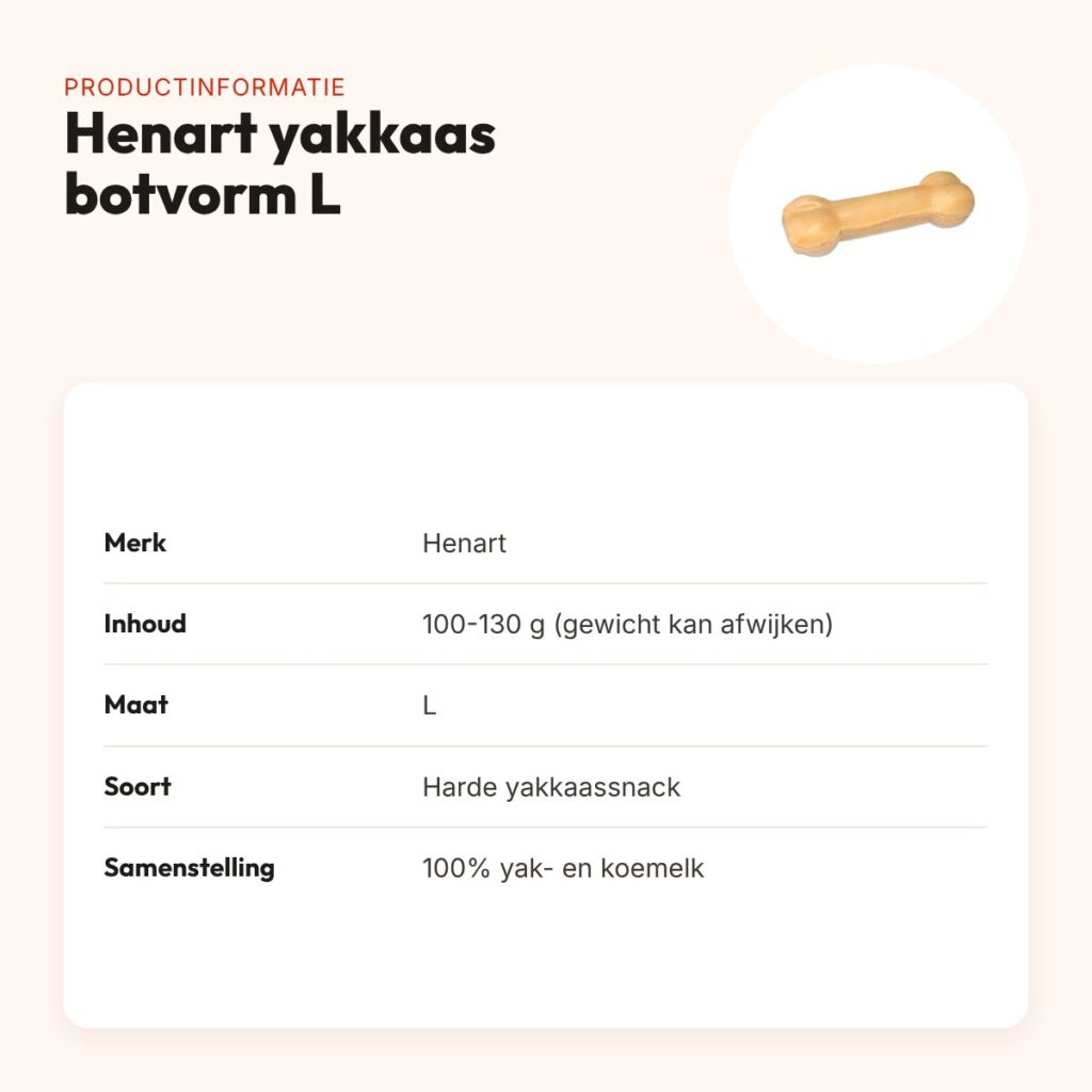 Henart yakkaas hondensnack botvorm L 100-130 g – harde snack – productinformatie