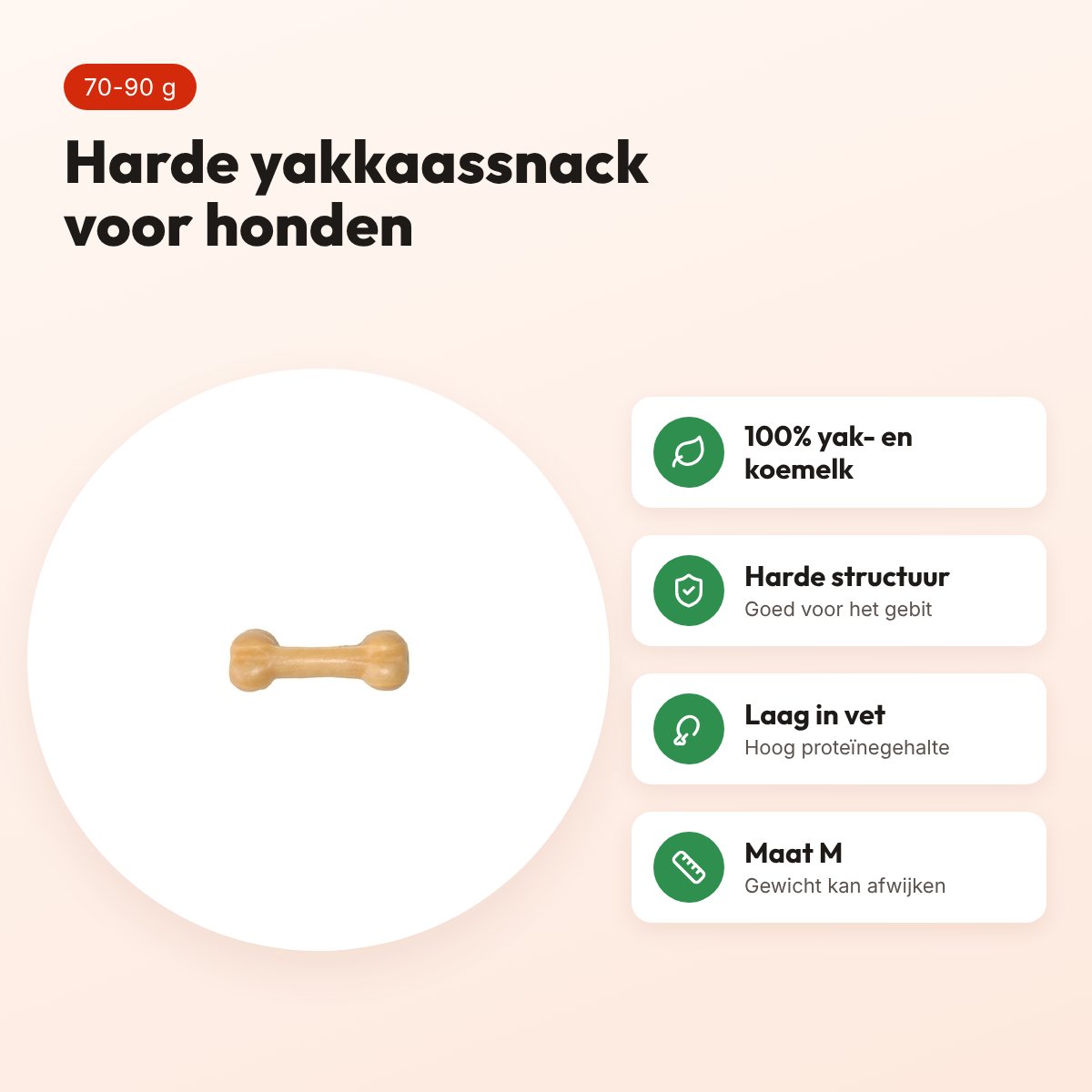 Henart yakkaas hondensnack botvorm M 70-90 g – harde snack – voordelen