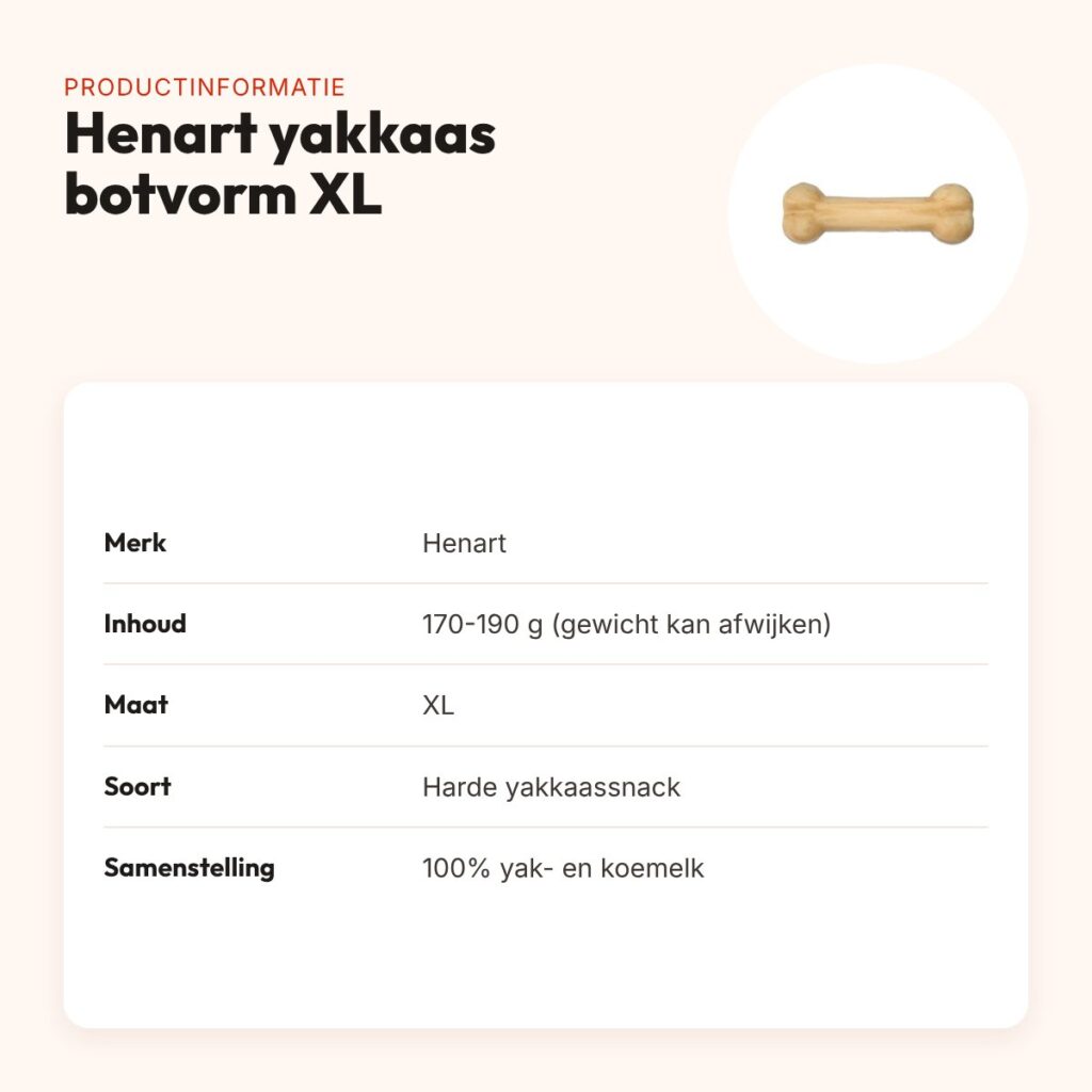 Henart yakkaas hondensnack botvorm XL 170-190 g – harde snack – productinformatie