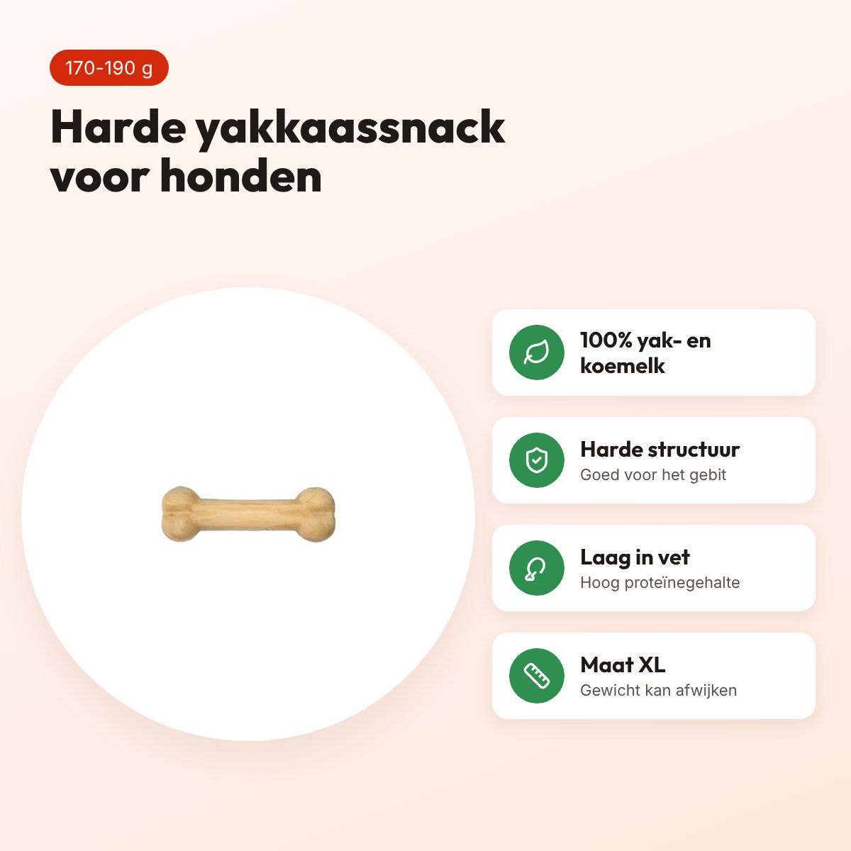 Henart yakkaas hondensnack botvorm XL 170-190 g – harde snack – voordelen