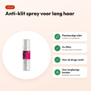Hery anti-klit spray lang haar 125 ml – voor langharige honden – voordelen
