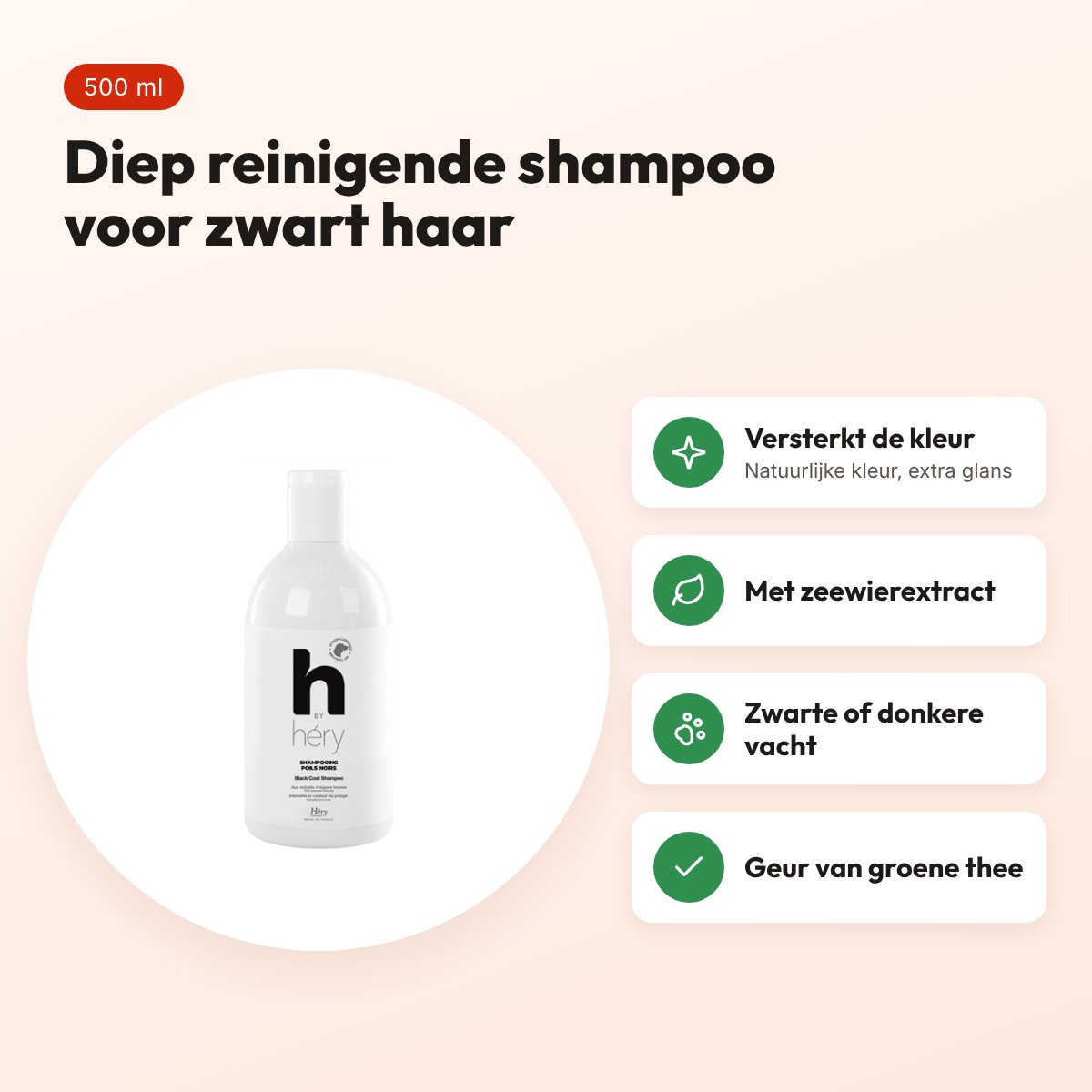 Hery hondenshampoo zwart haar 500 ml – diep reinigend – voordelen