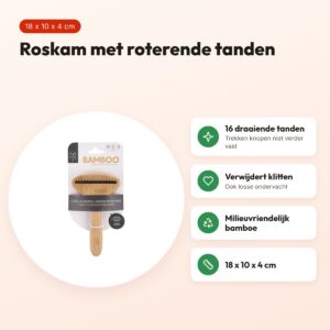 Hery Labo roskam grof met roterende tanden bamboe 18 x 10 x 4 cm – voordelen