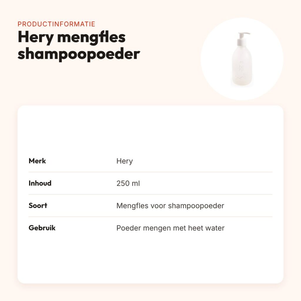 Hery mengfles voor shampoopoeder 250 ml – productinformatie