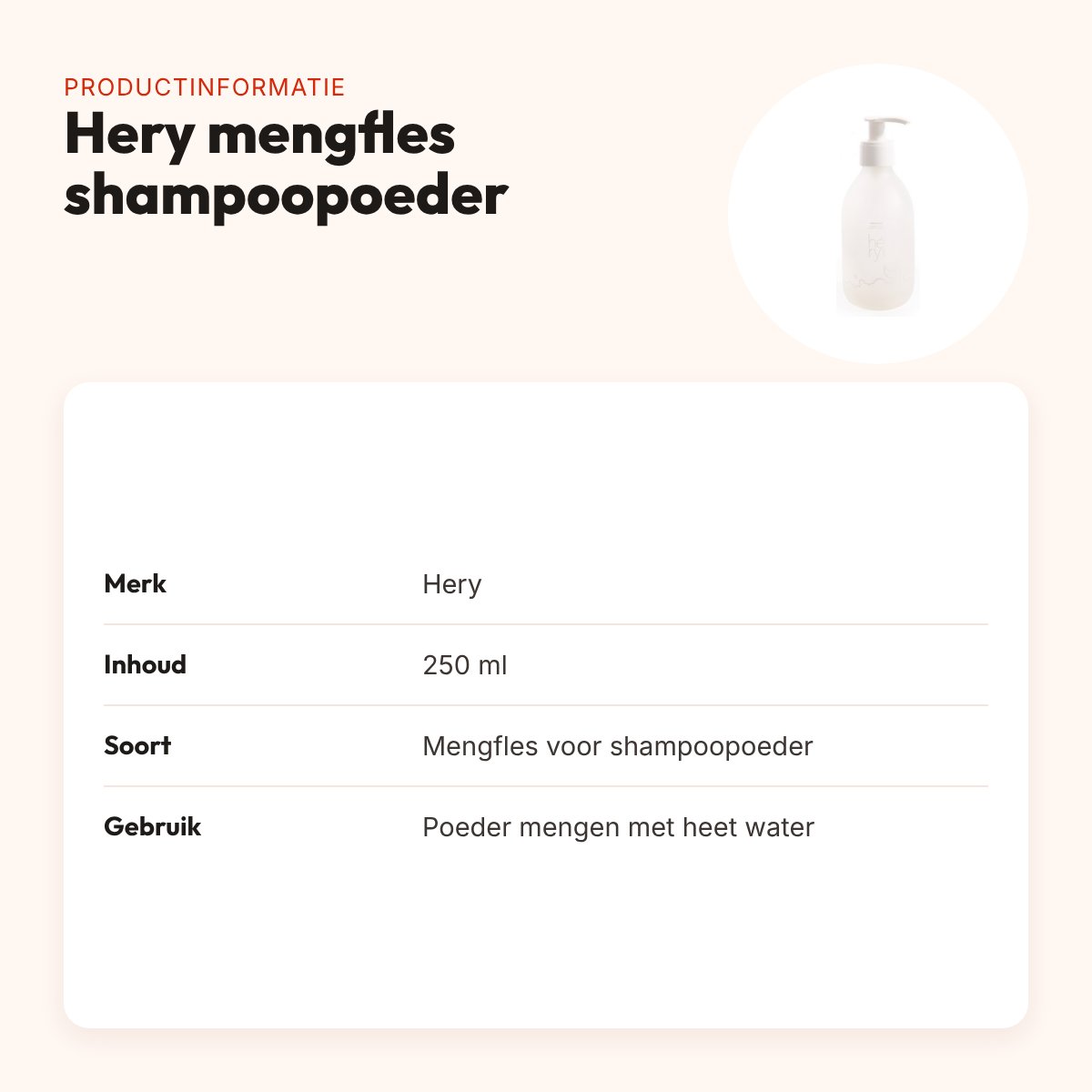 Hery mengfles voor shampoopoeder 250 ml – productinformatie