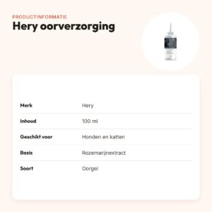 Hery oorverzorging voor hond en kat 100 ml – oorgel met rozemarijn – productinformatie