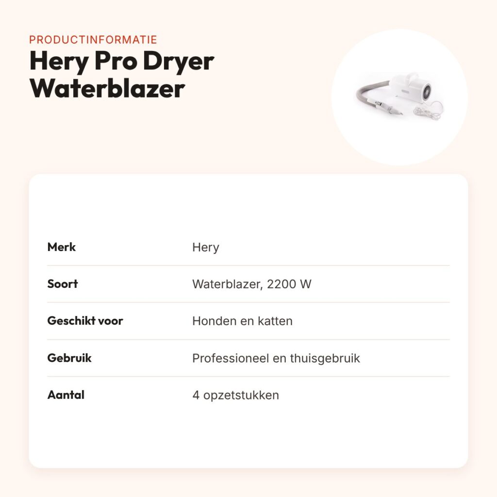 Hery Pro Dryer Waterblazer 2200 W – 9 standen, 30-70 °C – productinformatie