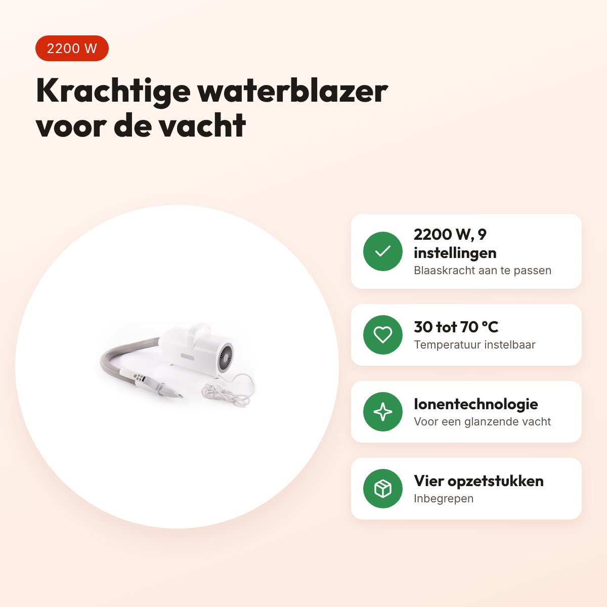 Hery Pro Dryer Waterblazer 2200 W – 9 standen, 30-70 °C – voordelen