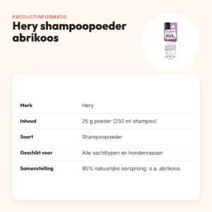 Hery shampoopoeder alle vachttypen abrikoos 25 g – productinformatie