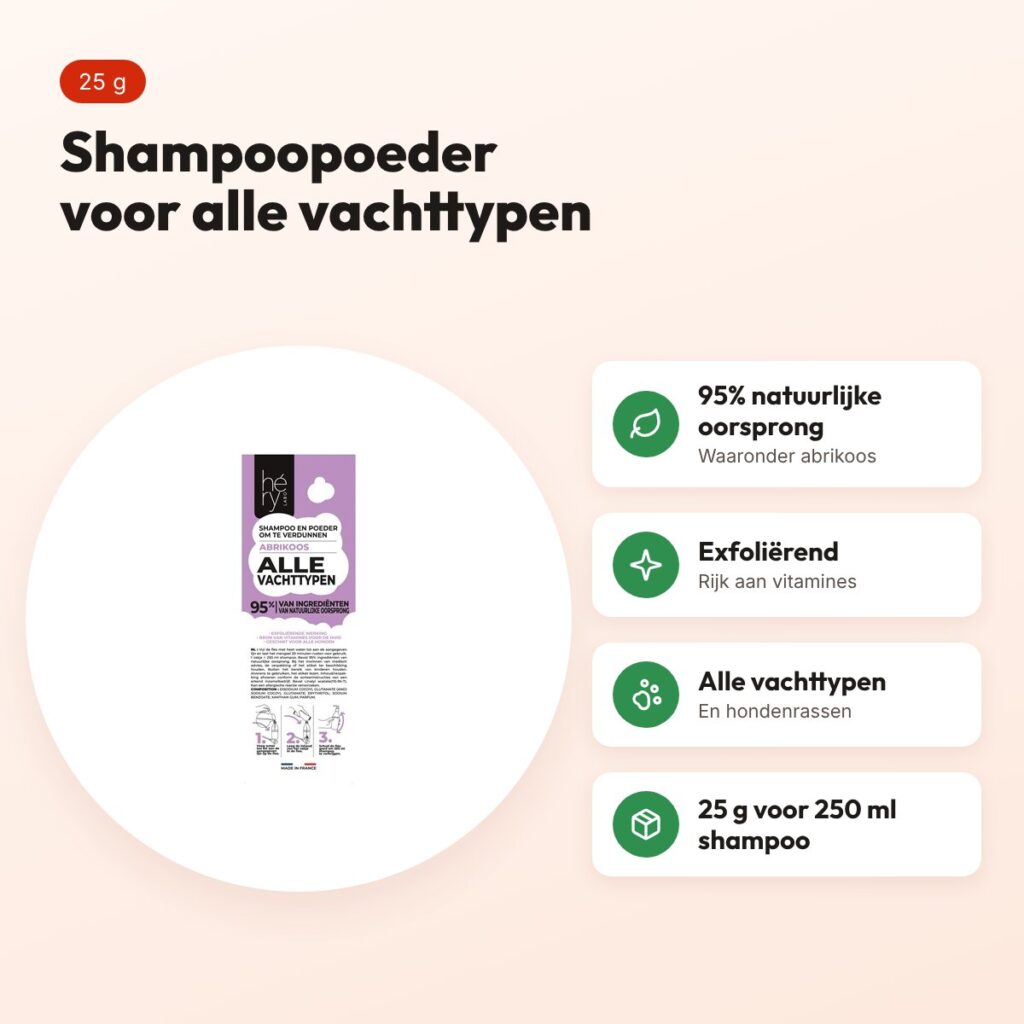 Hery shampoopoeder alle vachttypen abrikoos 25 g – voordelen