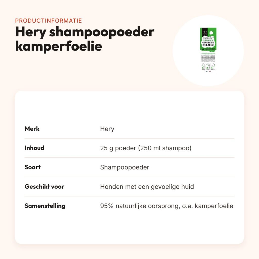 Hery shampoopoeder gevoelige huid kamperfoelie 25 g – productinformatie