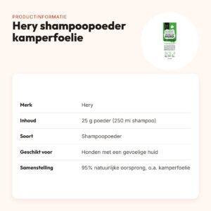 Hery shampoopoeder gevoelige huid kamperfoelie 25 g – productinformatie