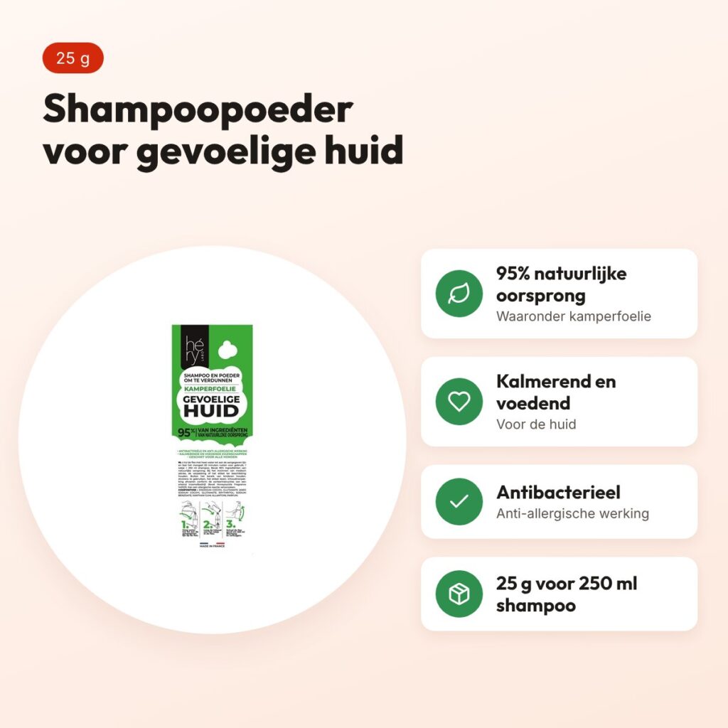 Hery shampoopoeder gevoelige huid kamperfoelie 25 g – voordelen
