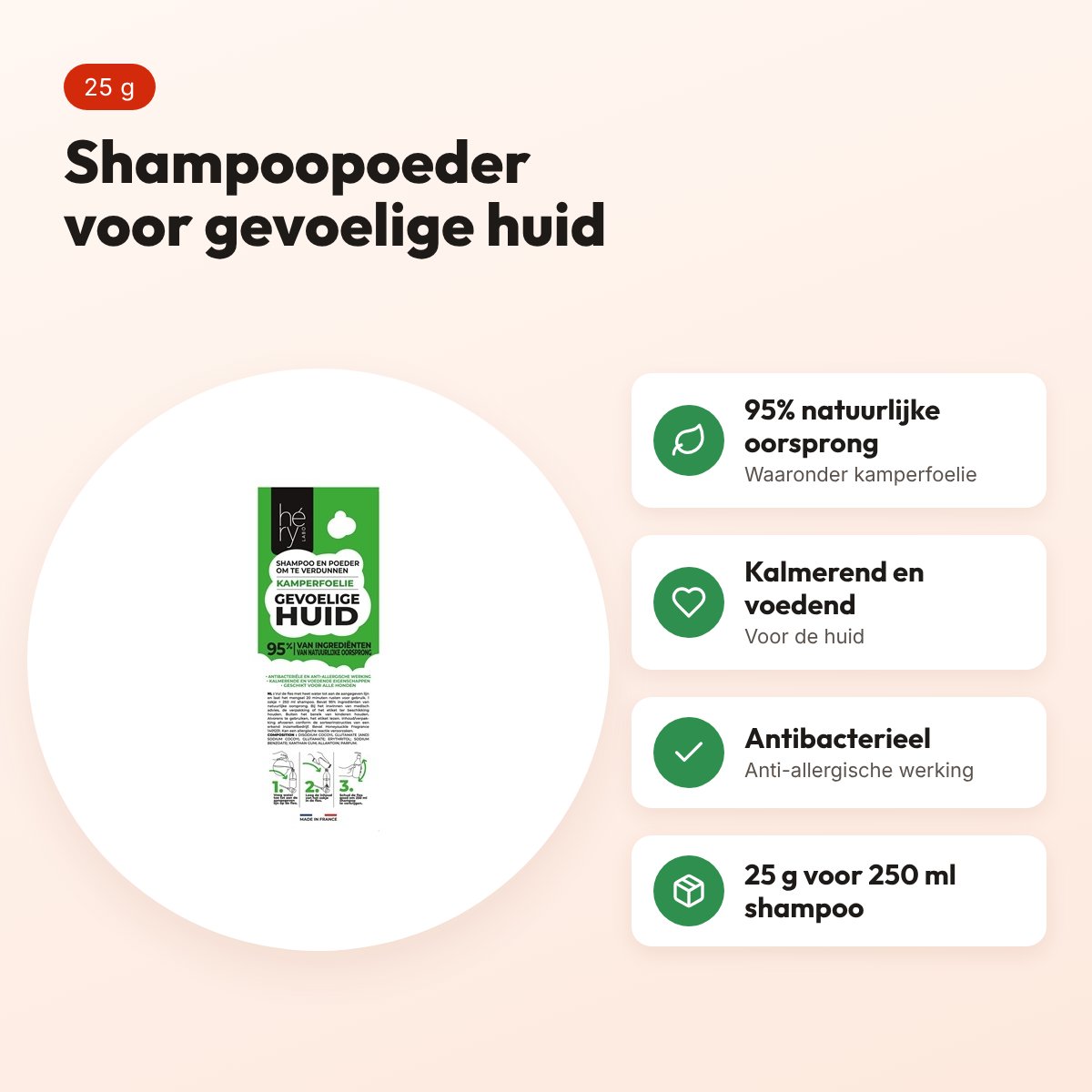 Hery shampoopoeder gevoelige huid kamperfoelie 25 g – voordelen