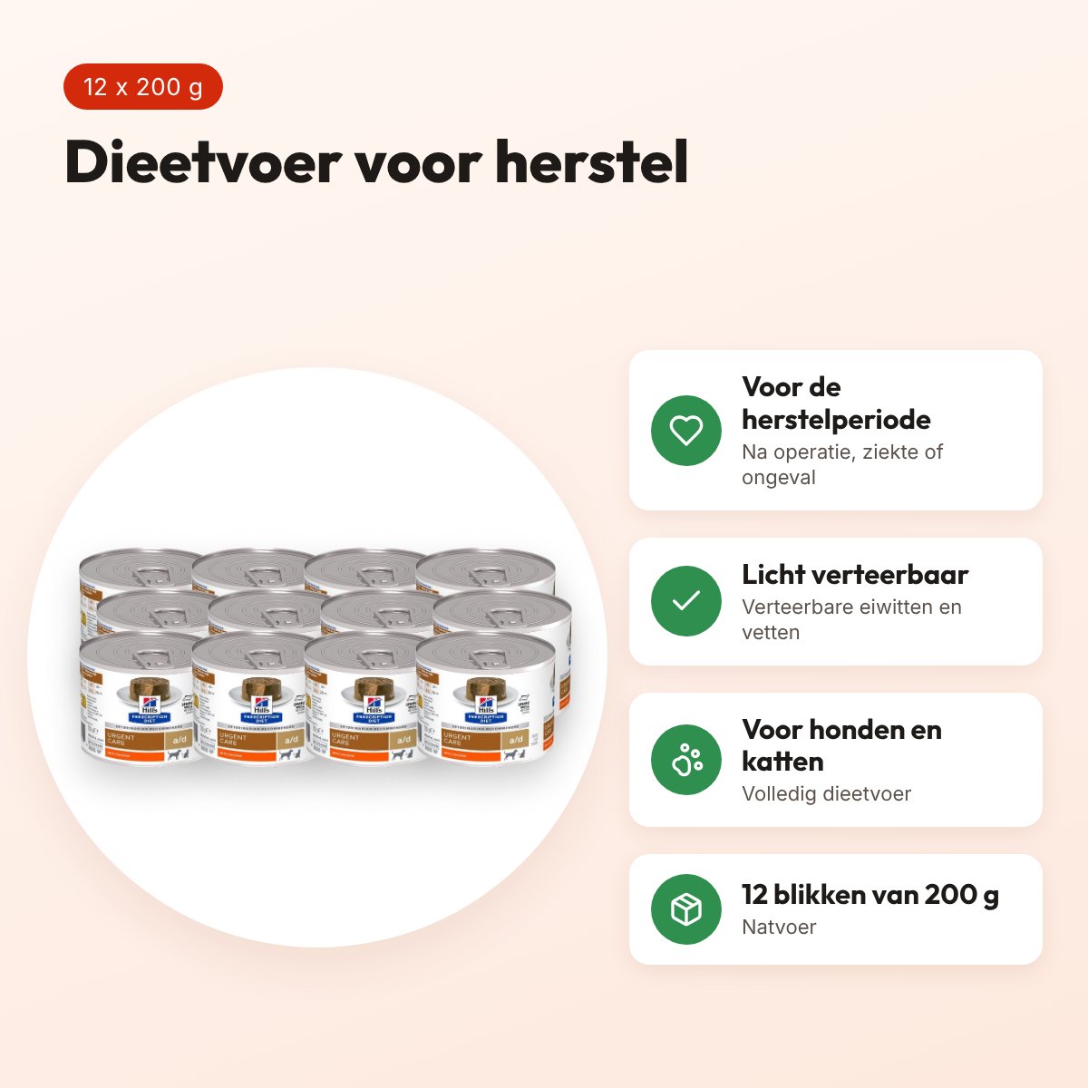 Hill's Prescription Diet a/d Urgent Care 12 x 200 g – voor honden en katten – voordelen
