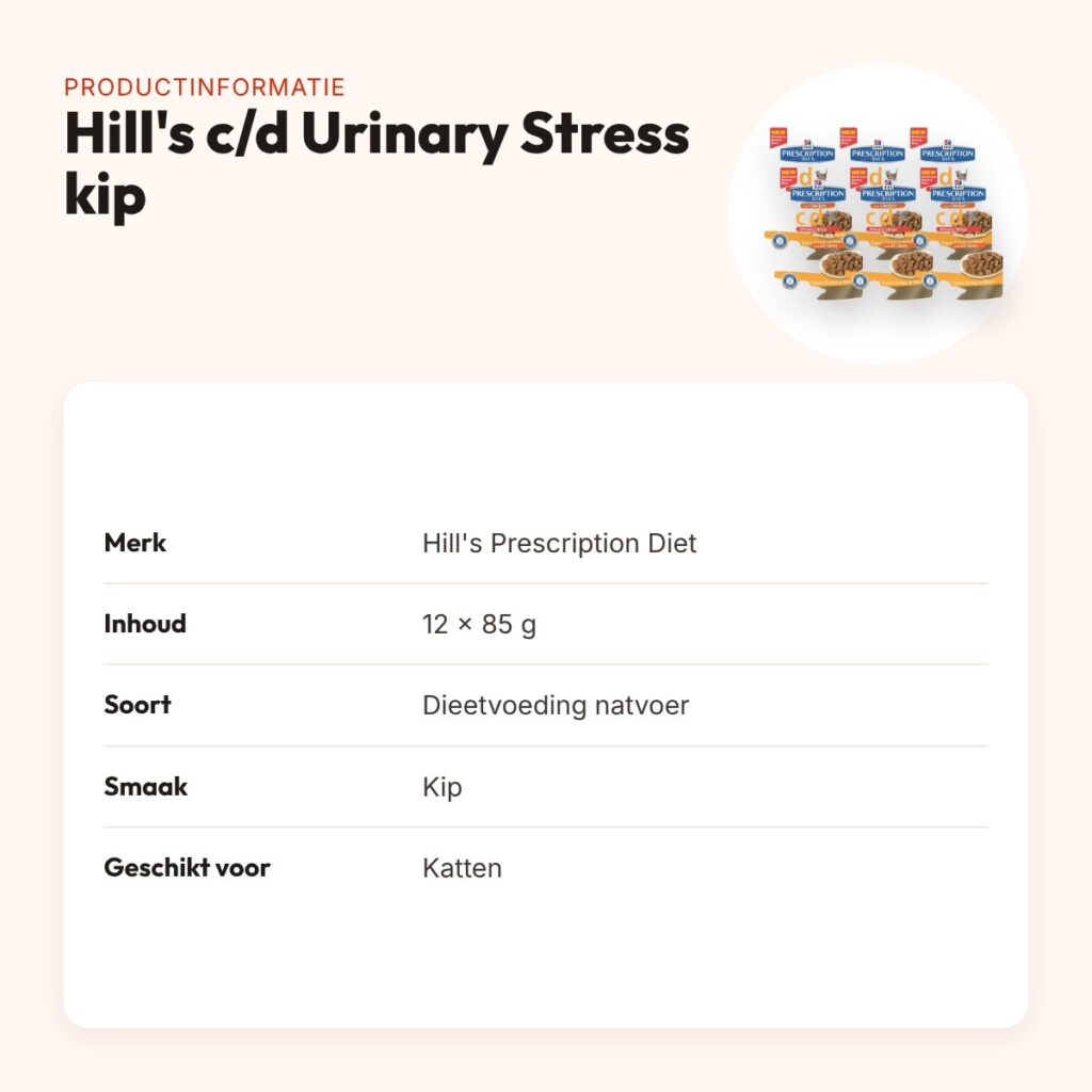 Hill's Prescription Diet c/d Feline Urinary Stress kip 12 x 85 g – productinformatie
