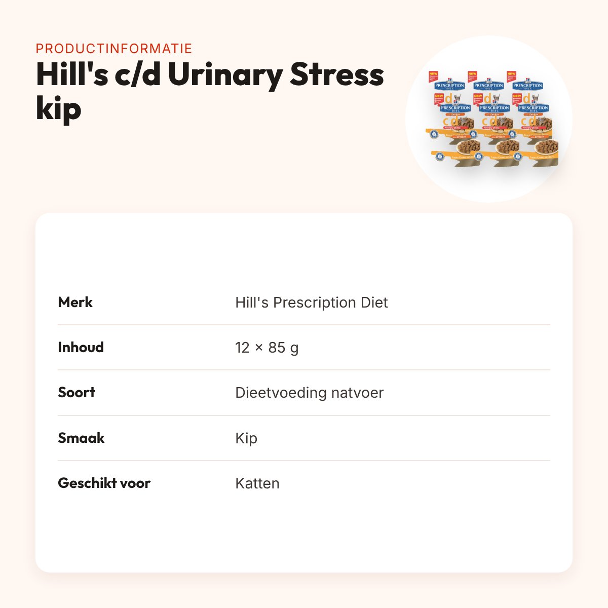 Hill's Prescription Diet c/d Feline Urinary Stress kip 12 x 85 g – productinformatie