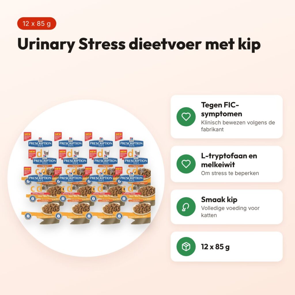 Hill's Prescription Diet c/d Feline Urinary Stress kip 12 x 85 g – voordelen