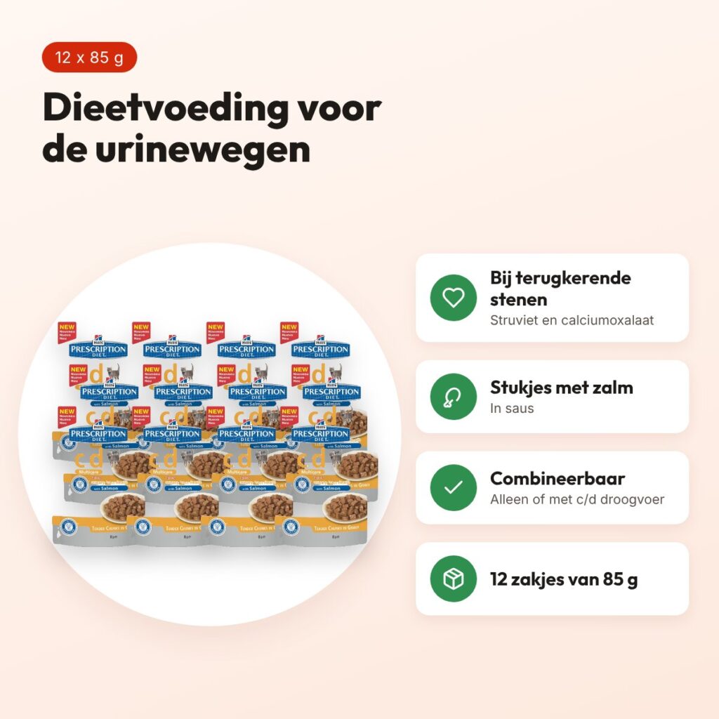 Hill's Prescription Diet c/d Multicare Feline zalm 12 x 85 g – voordelen