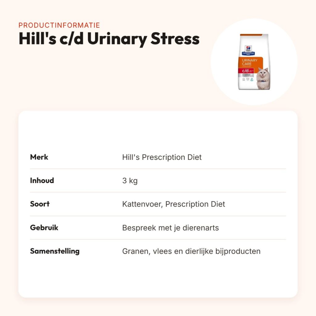 Hill's Prescription Diet kattenvoer c/d Feline Urinary Stress 3 kg – productinformatie