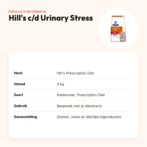 Hill's Prescription Diet kattenvoer c/d Feline Urinary Stress 3 kg – productinformatie