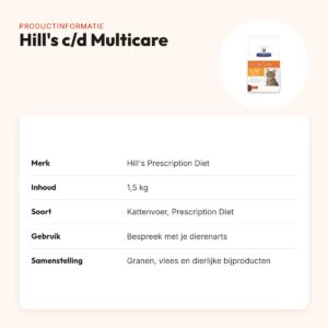 Hill's Prescription Diet kattenvoer c/d Multicare Reduced Calorie 1,5 kg – productinformatie